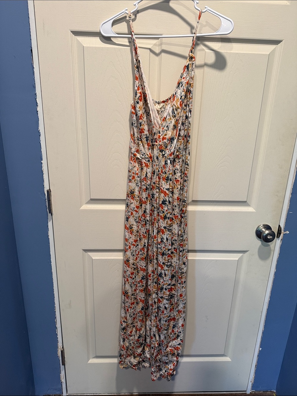 Floral V-Neck Maxi Dress in Cream and Orange
